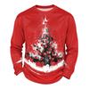 Men's Big Size Loose Fit Long Sleeve Neck T-Shirt with Christmas Print for Winter