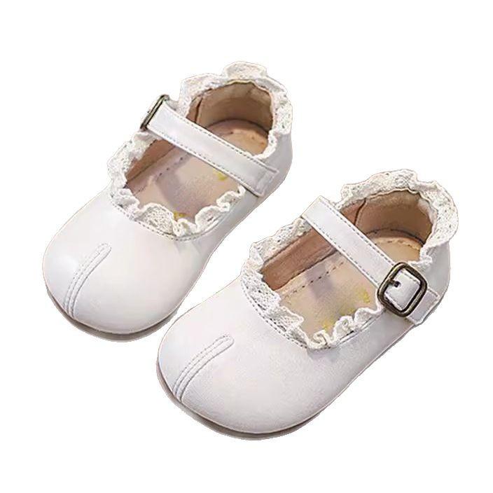 Girls' Leather Shoes Spring and Autumn Xiaoxiangfeng Princess Style Children's Comfortable Soft Sole Fake Split-toe Single Shoes Lace Mary Jane Shoes