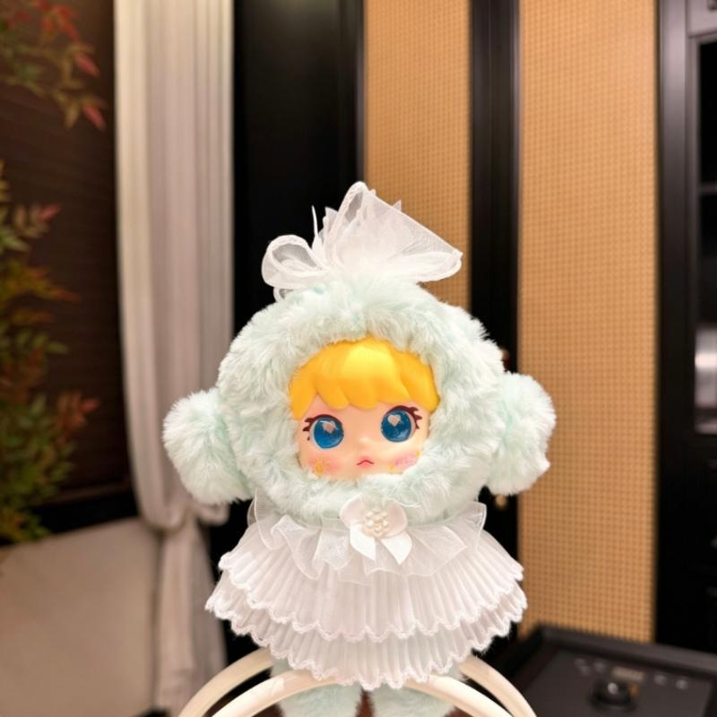 French Lace Plush Doll Keychain Cute Soft Vinyl Face Pendant for Girls Backpack Purse BFF Birthday Surprise Gift