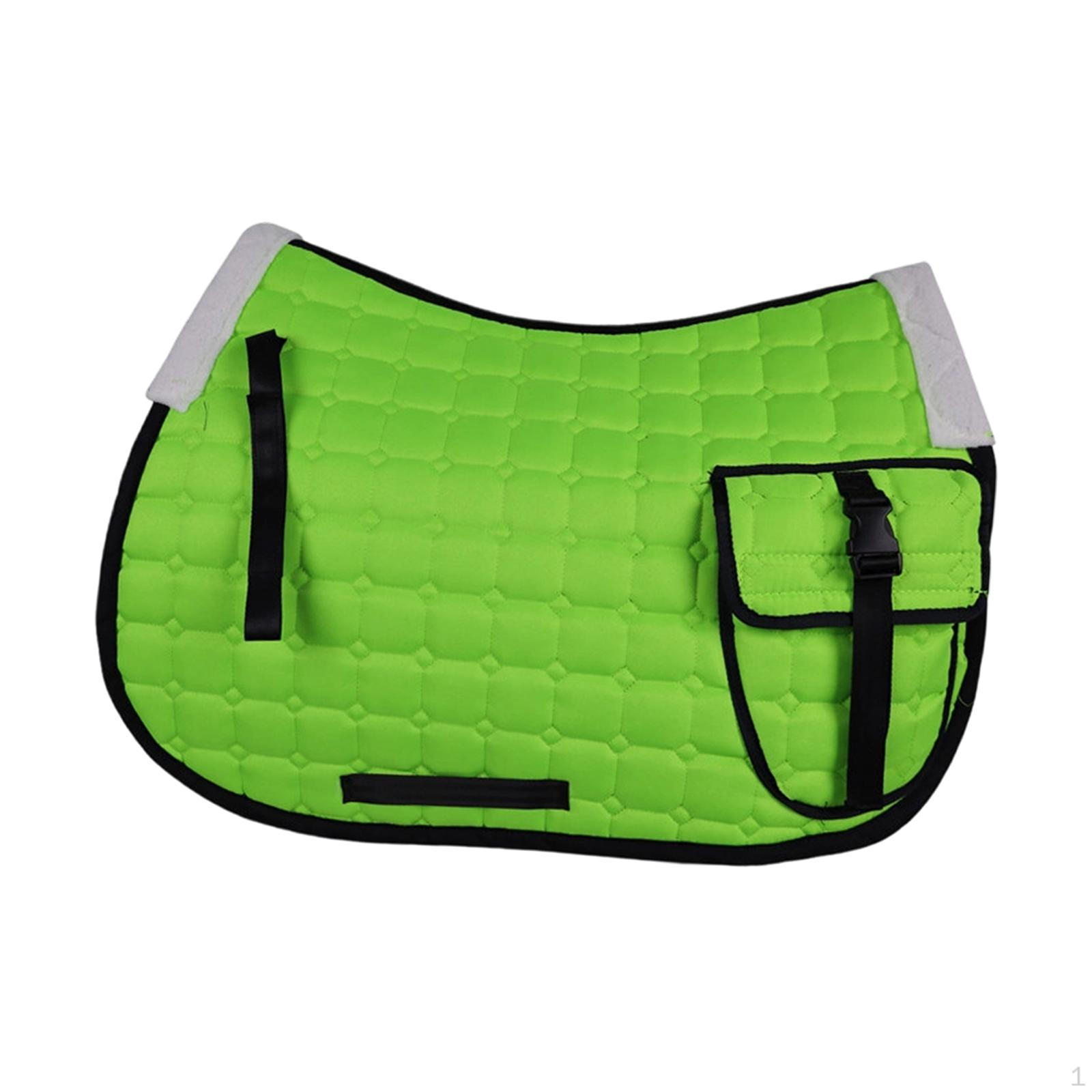 

Horse Saddle Pad All Purpose Mat Nonslip Pocket Bareback Shock Absorbing Cloth Material зелений