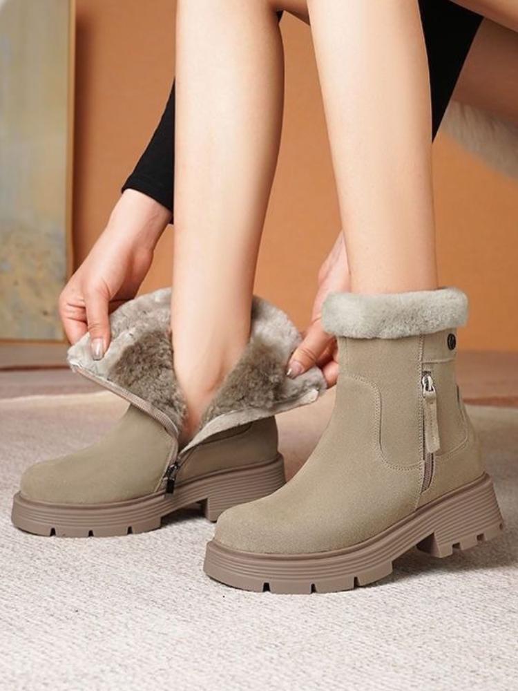 Fashion Round Toe Fleece-lined Women's Snow Boots Winter Platform Ladies Shoes Comfortable and Elegant Trend 2025 Goth Fashion Booties