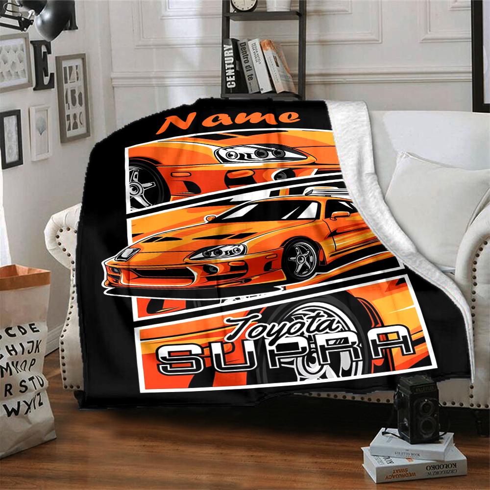 Custom Name Racing Theme Printed Blanket - Perfect for Couch, Bed, Travel & Outdoor Use | Machine Washable, Cozy & Durable.