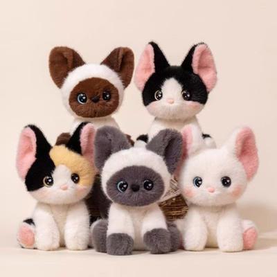 Realistic Cat Doll Siamese Calico Cat Plush Toy Soft Stuffed Animal Cute Desk Buddy And Emotional Support Gift