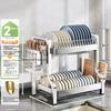 Shuaishi Kitchen Dish Storage Rack, 304 Stainless Steel Bowl Holder, Draining Dish Rack, Utensil Organizer Box