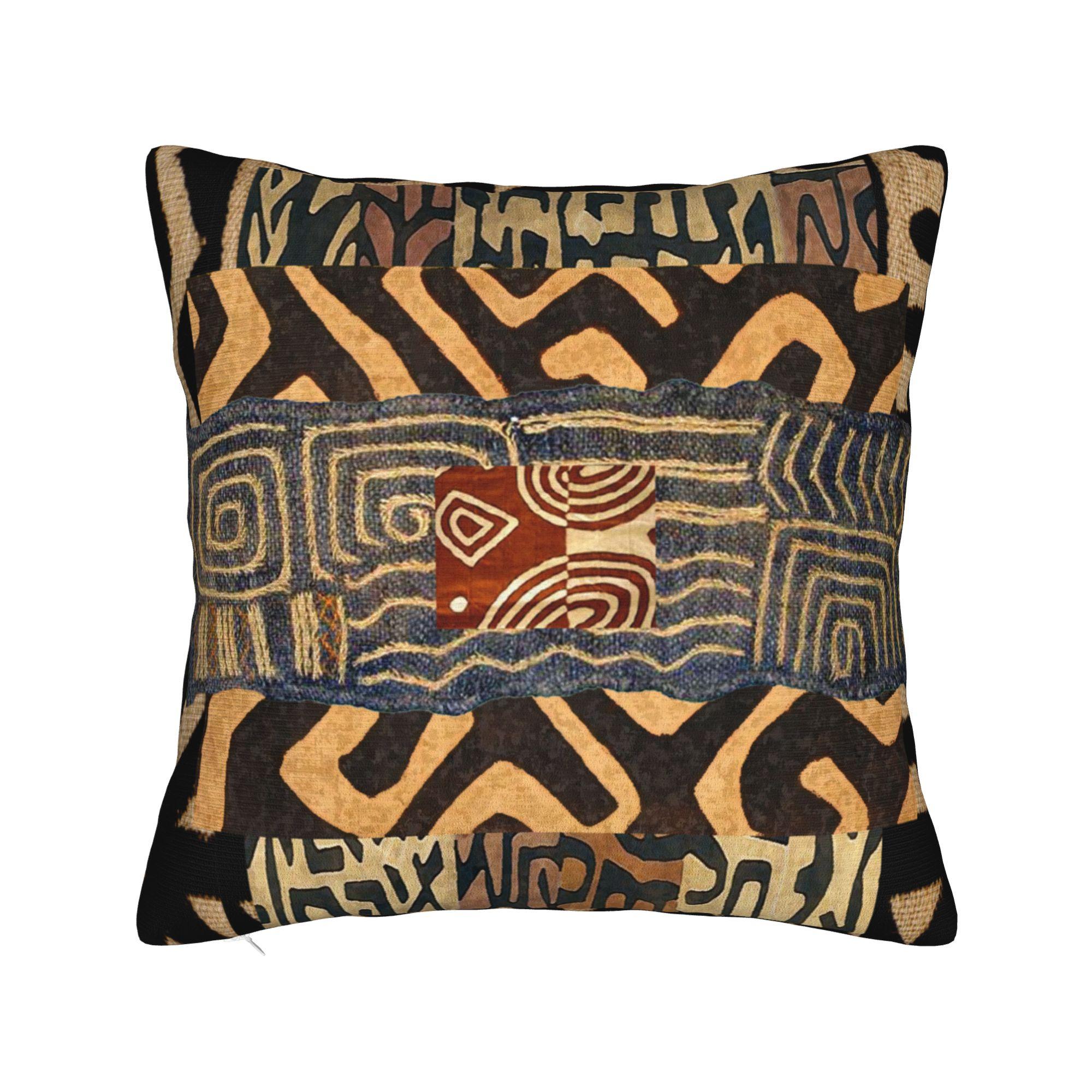 Helenal Unisex African Mud Cloth Motif Style Pillowcase Printed Cushion Cover Decorations Ancient Throw Pillow Case Cover Living Room Square