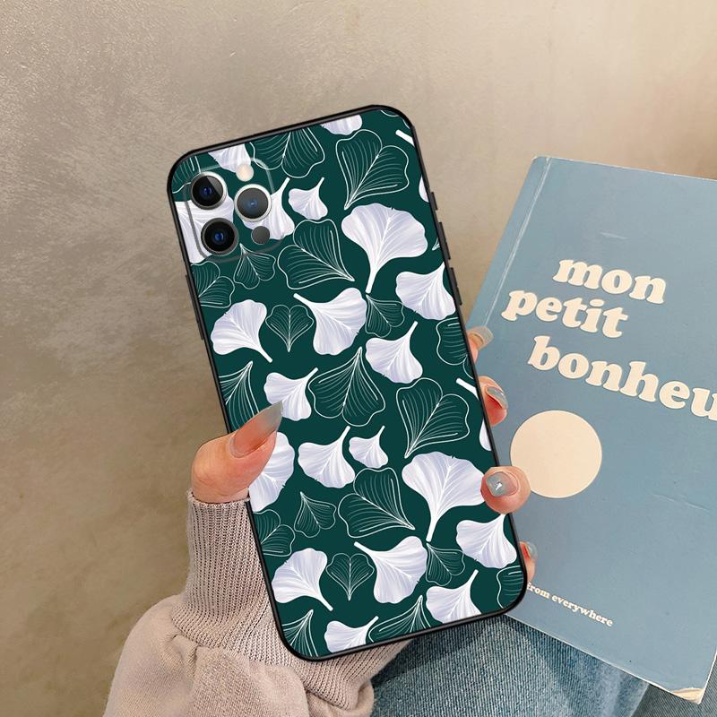 Ginkgo Leaf Gold Fol Art Case For iPhone 17 Air 16 15 14 13 11 12 Pro Max 13 mini XR 15 16 Plus 16e Back Cover Shell