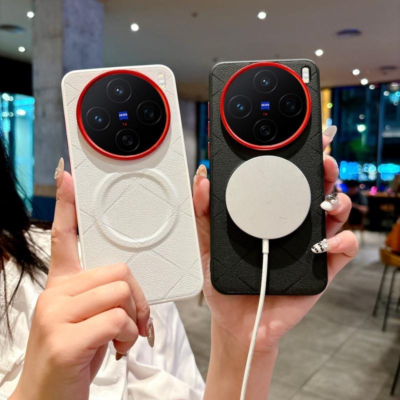For Vivo X200 X200s Pro Mini Ultra Case Diamond Pattern Leather Magsafe Individual Metal Keys Matte Anti-Slip Grip Soft Cover