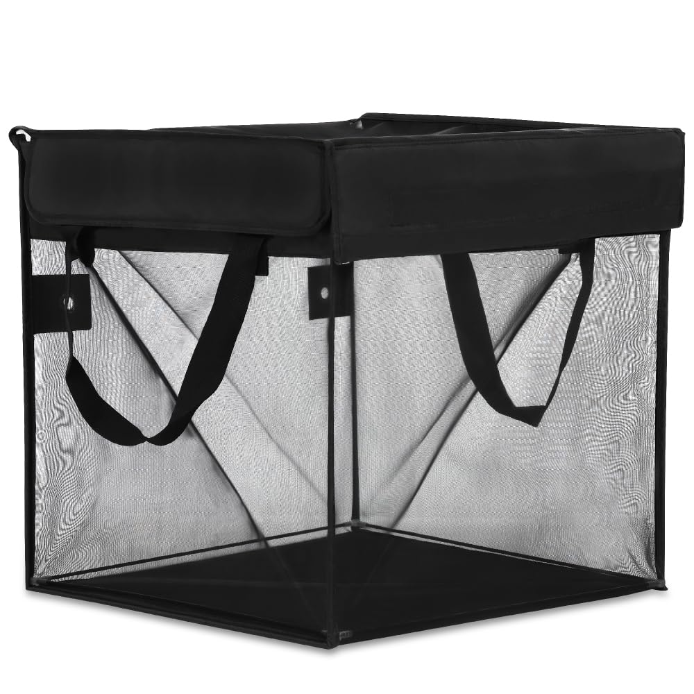 EXTRAP Crow Deterrent Full Foldable Garbage Crow Deterrent Trash Container Net, 64L, Coverage, Net, Can, Lightweight, Drop-Off (Black)