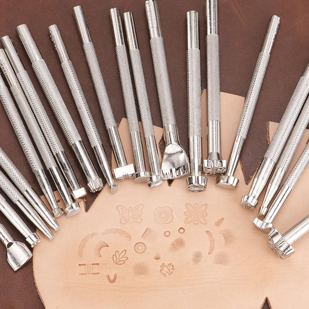 20pc/set DIY Leather Stamping Carving Tool, Various Shapes for Leather Printing Punching Set, Manual Leather Craftsmanship Tool