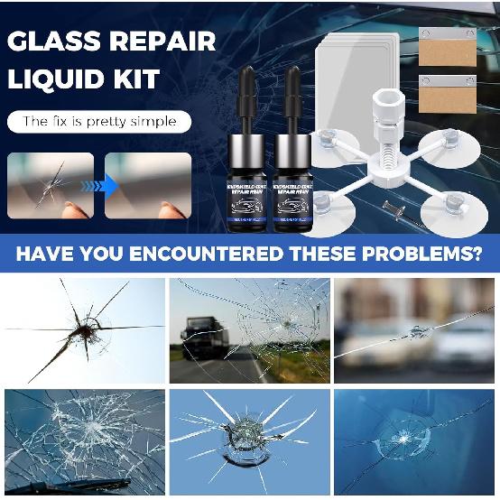 Windshield Repair Kit, Quick And Efficiency Glass Repair Fluid, Car Windshield Crack Repair Resin Kit For Fixing Chips, Bulls-Eye, Cracks And