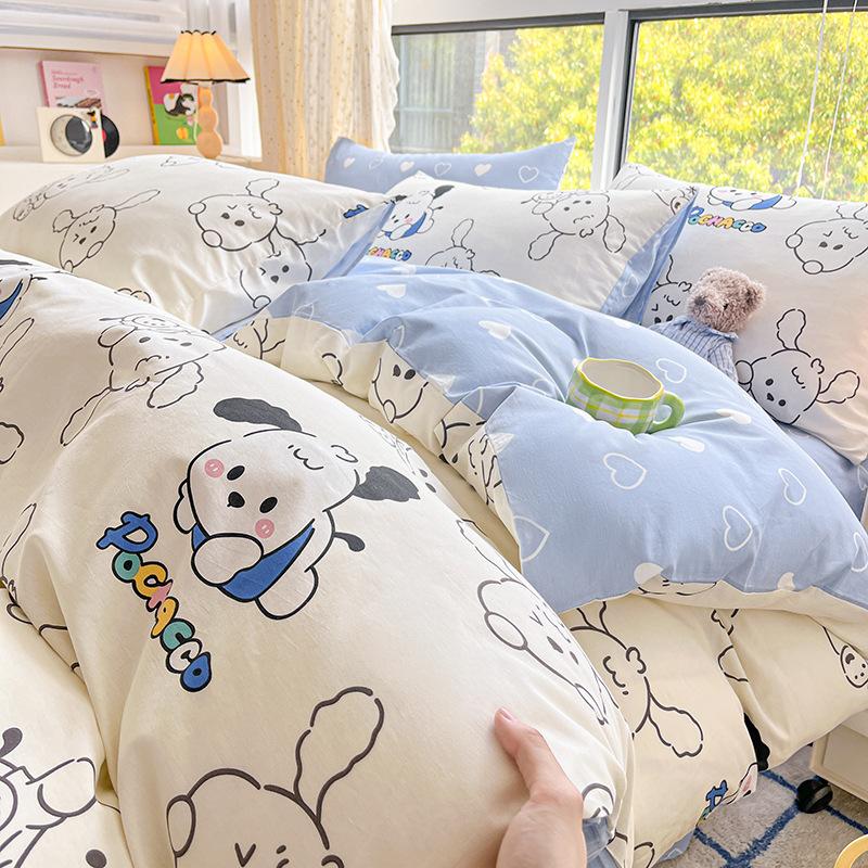 Bedding Four-piece Set, Cotton Pure Cotton Floral Quilt Cover, Bed Sheet Dormitory Three-piece Set