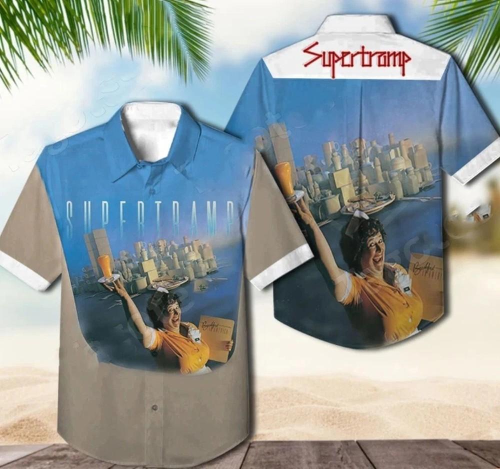 Supertramp Breakfast In America Album Cover Hawaiian Shirt, shirt US size Unisex T-Shirt L