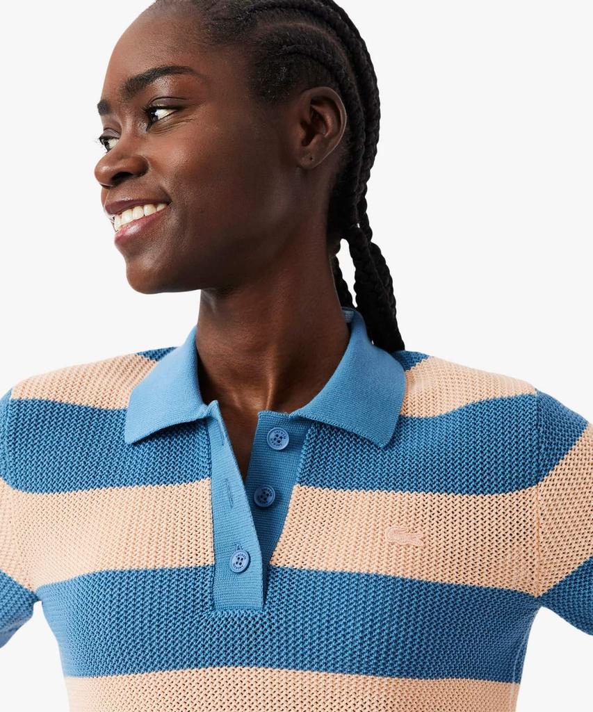 LACOSTE Women'S Summer Striped Short Sleeve Polo Sweater Af9847-56G 4Ip