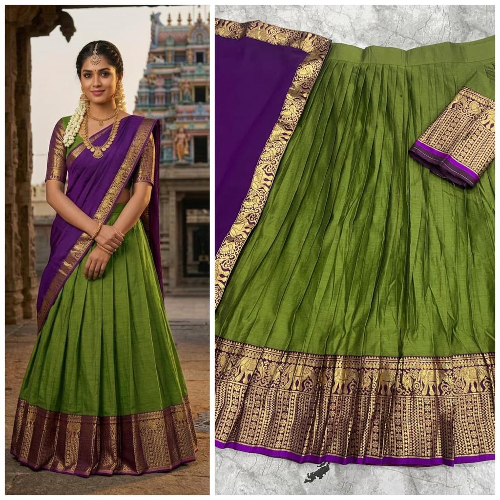 South Indian Style Ethnic Lehenga Choli Set Bollywood Women Lehenga Dupatta Set