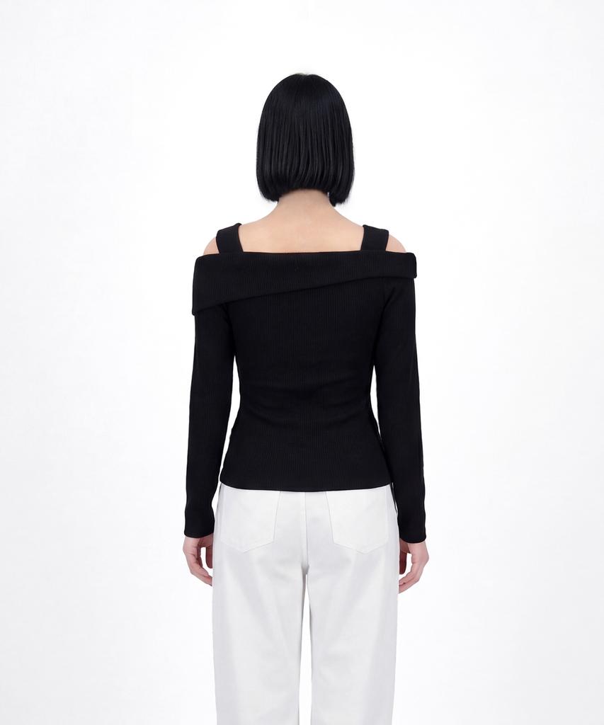 Myuleus Off-Shoulder Strap Knit [Black]