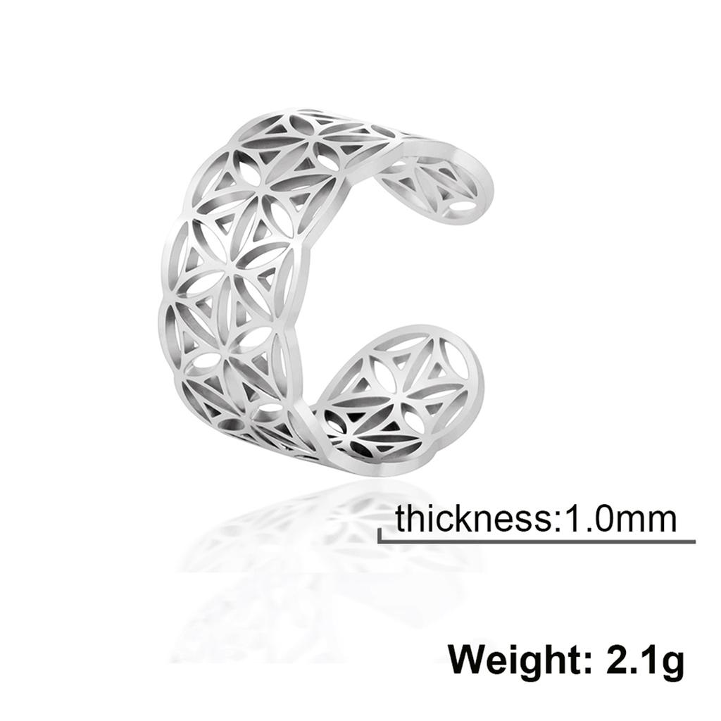 Flower of Life Ring Stainless Steel Sacred Geometry Archangel Metatron Ring Adjustable Amulet Jewelry Gift Wholesale