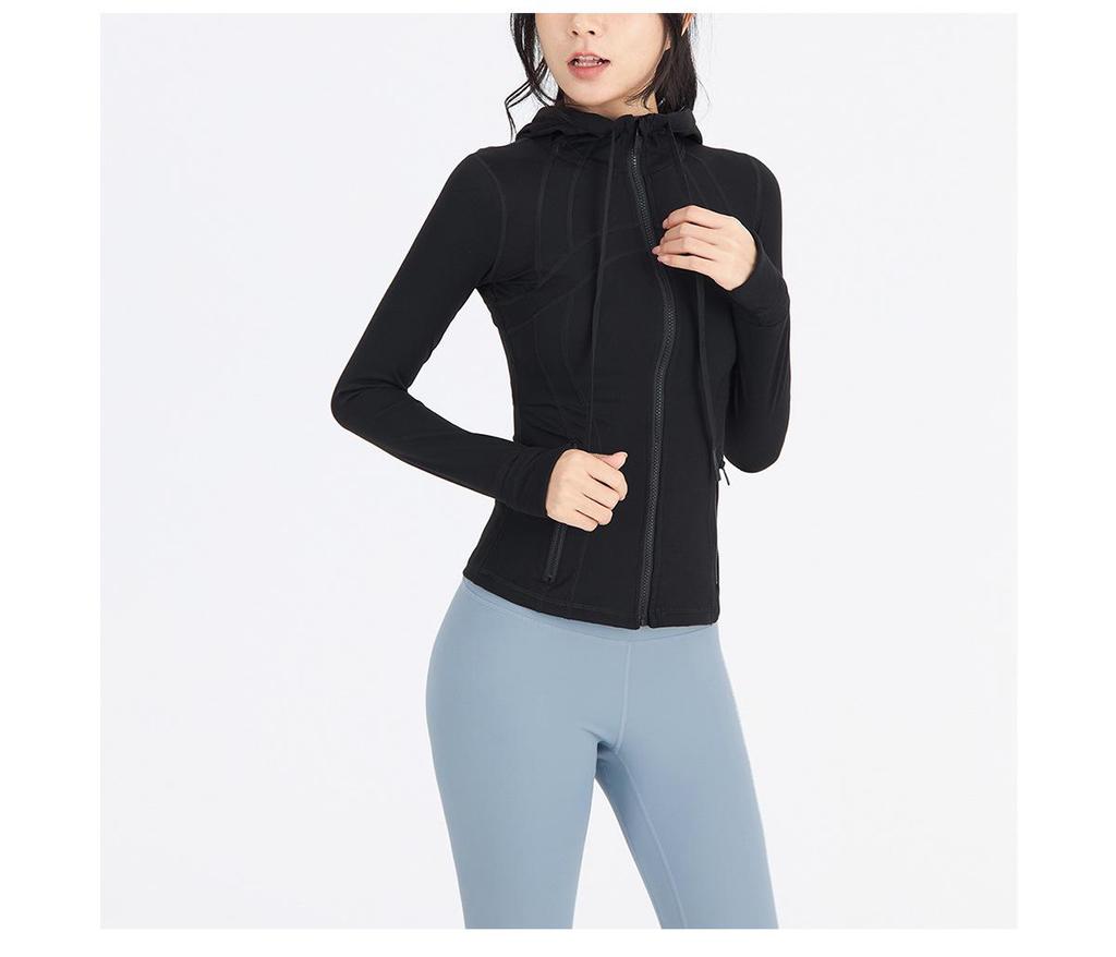 Women's High-Elastic Hooded Yoga Suit: Spring & Autumn Running Top and Professional Sports Jacket
