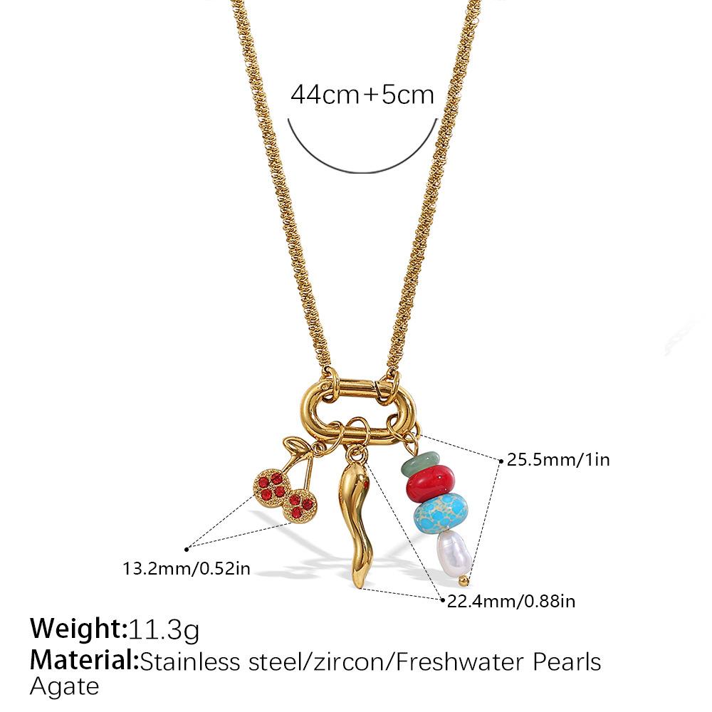 Vacation Wind Ocean Theme DIY Pendant Necklace Stainless Steel Gold Plated Fashion Versatile Jewelry Women