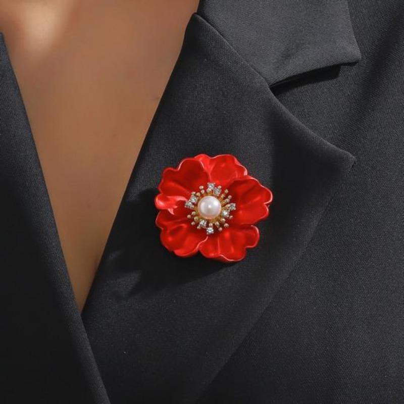 Spilla da donna Peonia Finta Perla Decorazione Antiscivolo Borsa a tracolla Abito Cappotto Colletto Cappello Sciarpa