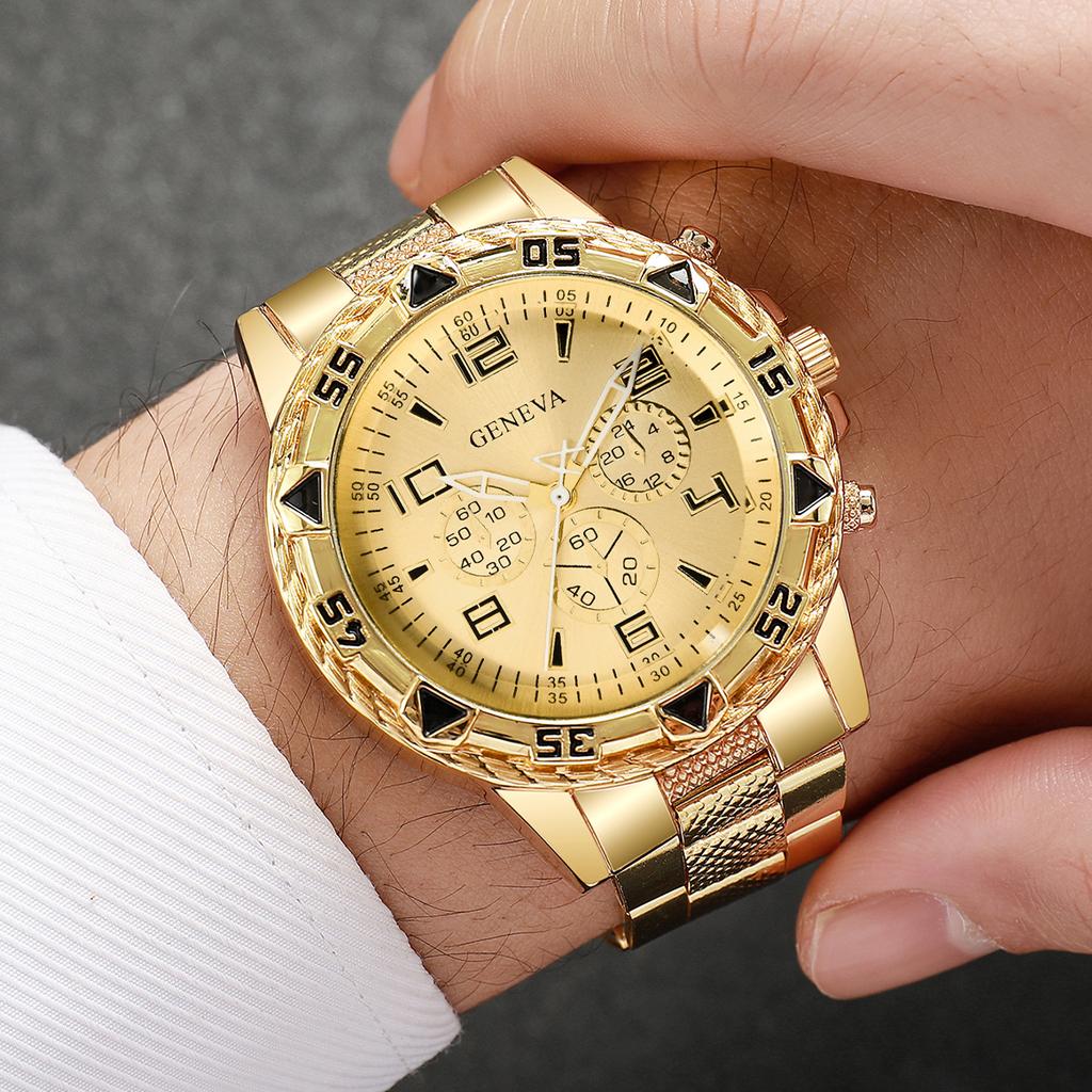 2PCS/Set Men Business Watches Fashion Big Dial Mens Quartz Watch Set Relogio Masculino