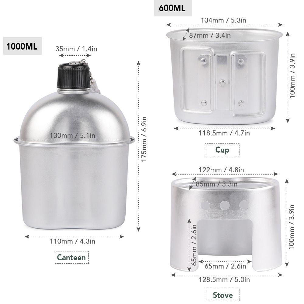 Zink Zinklegierung Wander Rucksackreisen Camping mit Abdecktasche Kochgeschirr Set Holzofen Tasse Set Feldflasche Tasse