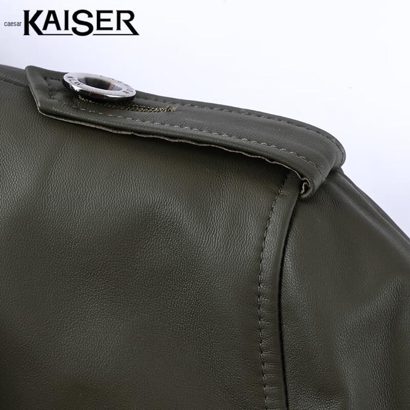 KAISER Men's Genuine Sheepskin Biker Jacket