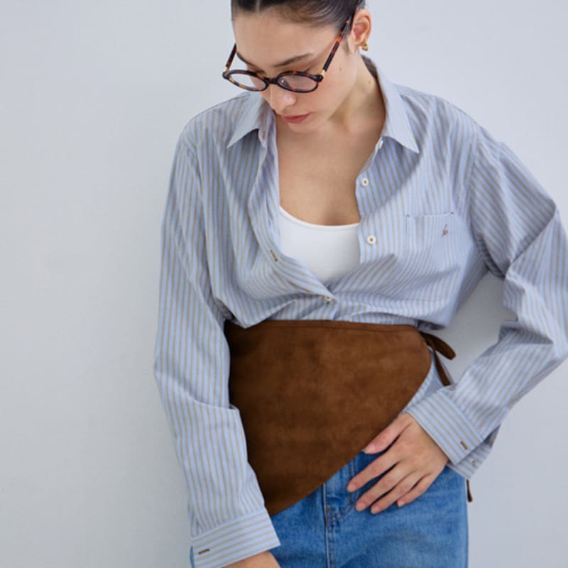 TAV Triangular leather scarf - Brown