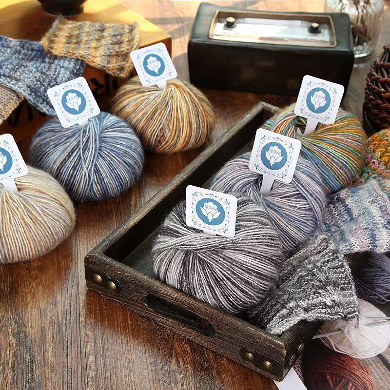 Fil de laine de coton mohair camouflage dégradé pour tricot à la main d'écharpes et de bonnets