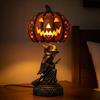 Pumpkin Night Light Halloween Horror Skeleton Ghost Witch Pumpkin Lantern Resin LED Tabletop Lamp for Gothic Room Desk Decorr