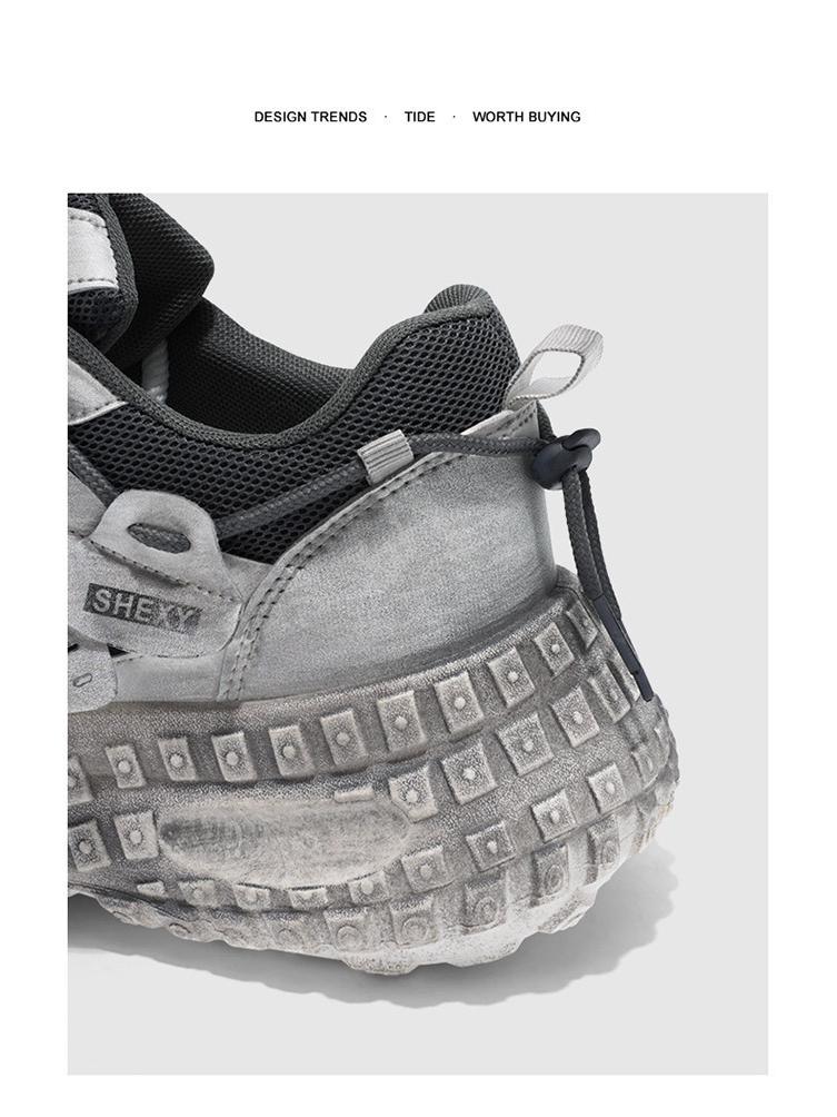 Men's Trendy Breathable Mesh Sneakers with Thick Tire Sole