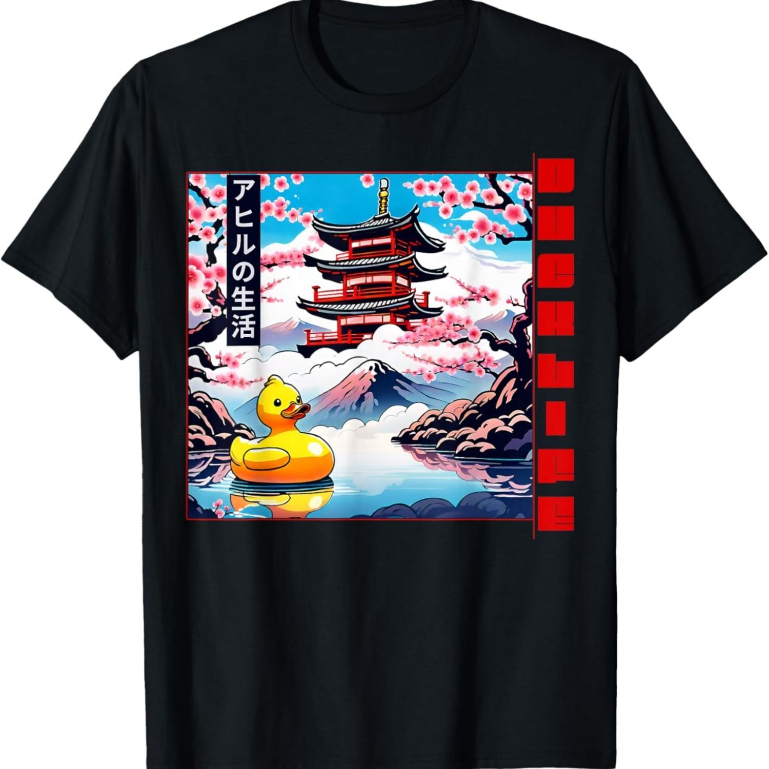 Stylish  Duck Life Cherry Blossom Street Gift Design T-Shirt S чёрный