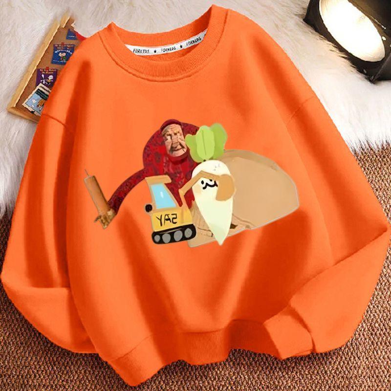 Children's Fashion John's Farm Hoodies for Autumn and Winter, Casual Round-neck Hoodies for Boys and Girls