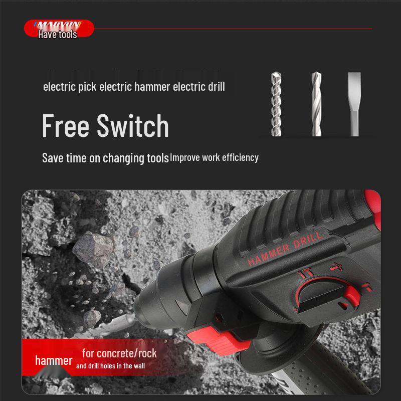 High-Power Brushless Lithium-Ion Electric Hammer Drill - Multifunctional Impact and Electric Pick for Concrete