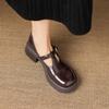 Krazing Pot Microfiber Round Toe Chunky Heels Spring Summer Shoes Big Size 43 Size 33 Women Buckle Straps Platform Pumps