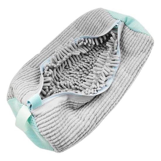 

Мешок для мытья обуви с невидимой молнией. Легко подвешиваемая машина для чистки и сушки. Многоразовый мешок для чистки обуви. серый