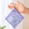 Double Zipper Small Mesh Storage Bag Ultra Light Wear-proof Colored Double Layered Makeup Pouch Durable With Handle Coin Bag