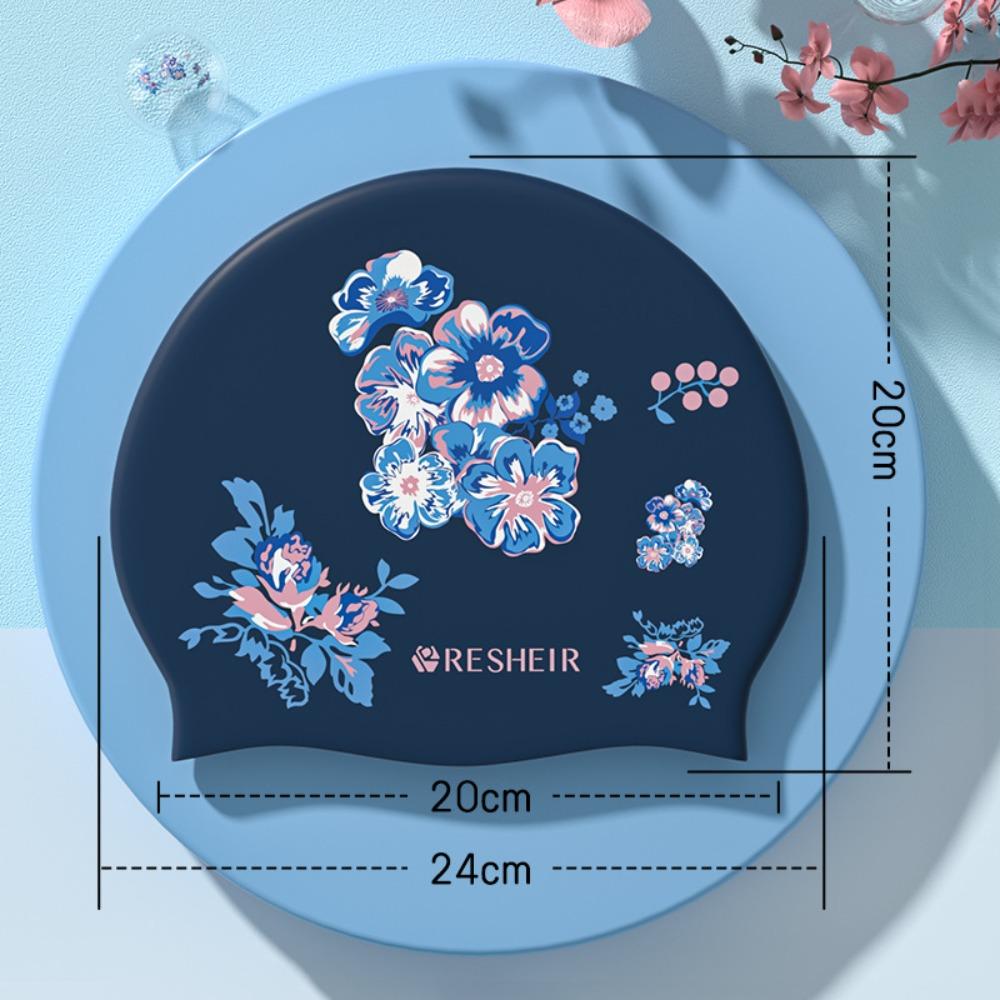 Flower Pattern Diving Cap Waterproof Bathing Cap Lightweight Swimming Cap  Hot Spring