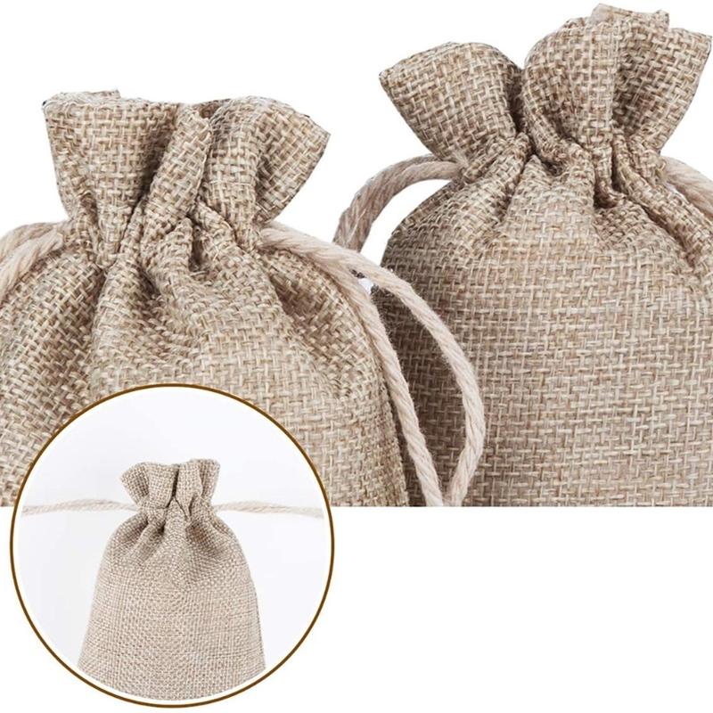 Set of 20 Small Linen Bag with Drawstring Closure Elegant Drawstring Linen Pouches Convenient Jewery Wrapping Pouches