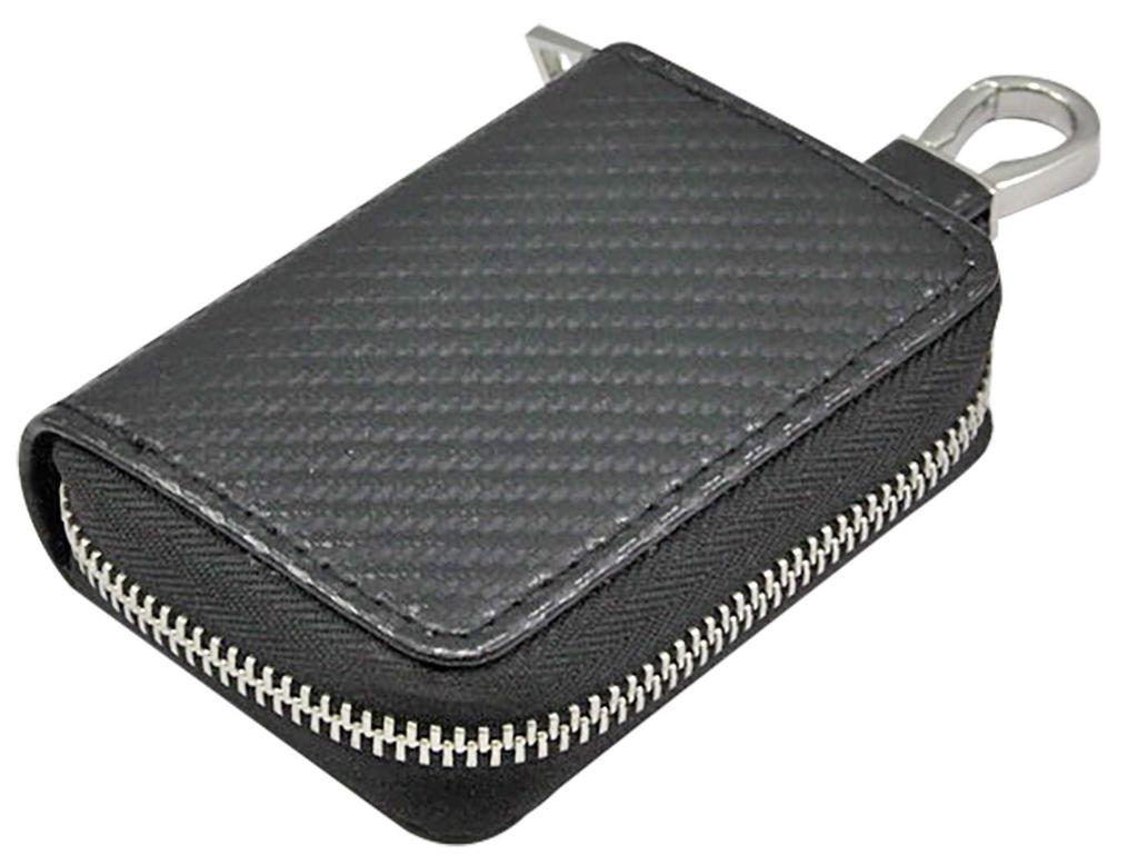 Kashimura Relay Attack Prevention Key Case with Belt Loop Attachment Carbon Radio Wave Blocking Fabric Hook, Fiber-Look Material, Double-Layered