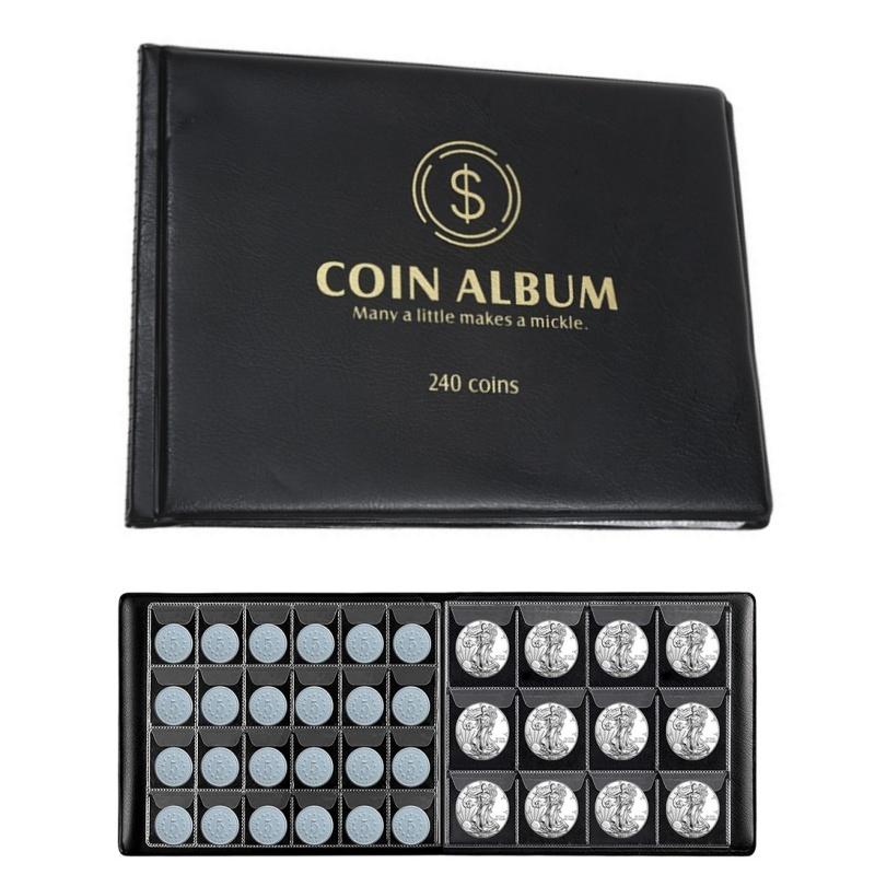 240 Pockets Coin Collection Holder PVC Penny Album Gifts Coin Collecting Album 10 Pages Coin Collection Book for Collectors