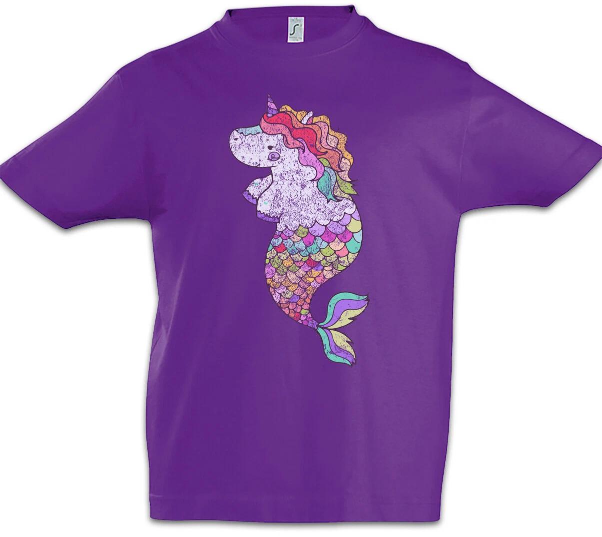 Fat Unimaid Kids Boys T-Shirt Unicorn Fun Mermaid Thick Unicorn Mermaid- 160