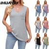 Women's Fashion Casual Solid Color Print Sleeveless V Neck Blouses & Shirts