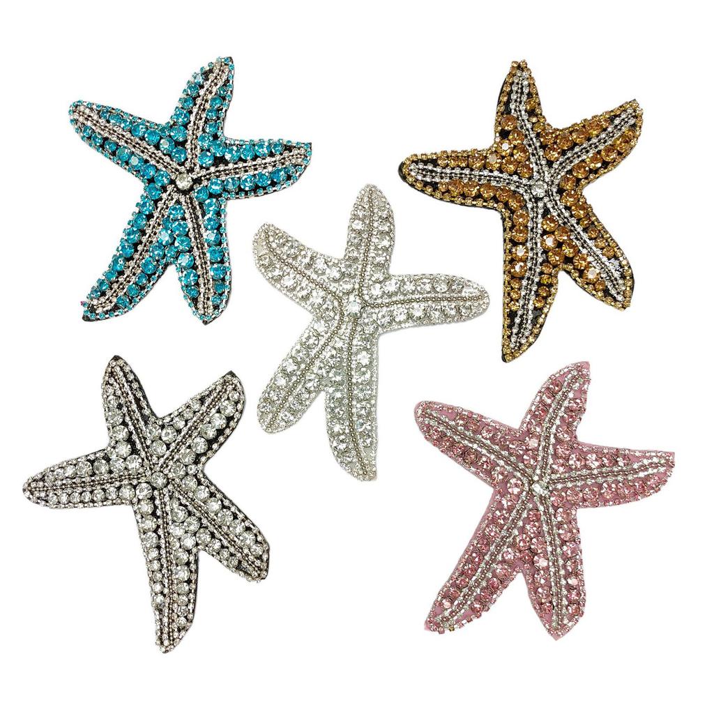 Fashionable Starfishes Rhinestones Patches Sophisticated Wedding Patches for Creative Projects