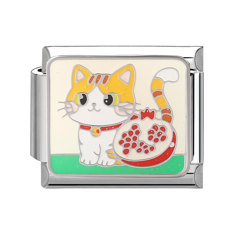 Fashion Colorful Y2K Animal Series Cat Dog Italian Charm Beads Fit 9MM Stainless Steel Bracelets Gifts Women Jewelry DIY Making