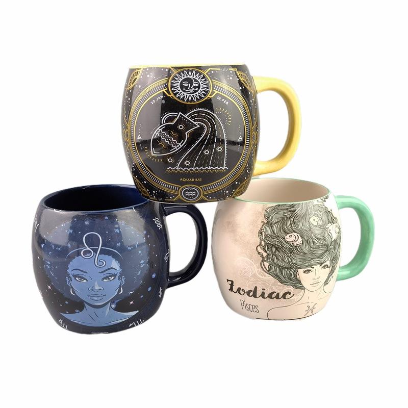 Ceramic Potbelly Cup, Twelve Zodiac Signs, Children's Mug, Trendy Fashion Cup, Coffee Cup for Men and Women, Couple
