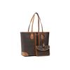 Michael Kors MK Eva Floral Logo Stripe Letter Color Block Open Tote Bag Women Tote Bags Acorn-Brown 30T9GV0T7B-BRN-ACORN