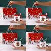 Süße Frohe Weihnachten Tasse Geschenkbox Holzdeckel Keramiktasse Löffel Set Partyzubehör Rot Grün Kaffeetasse Teelöffel Haushaltsgebrauch