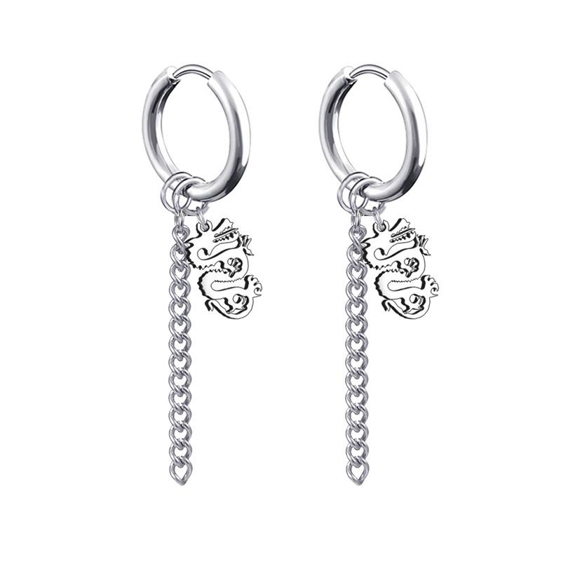 Newest 1 Pair Stainless Steel Cross Pendant Dangle Long Tassel Unisex Hoop Earrings Men/Women Punk Gothic Zircon Best Gifts
