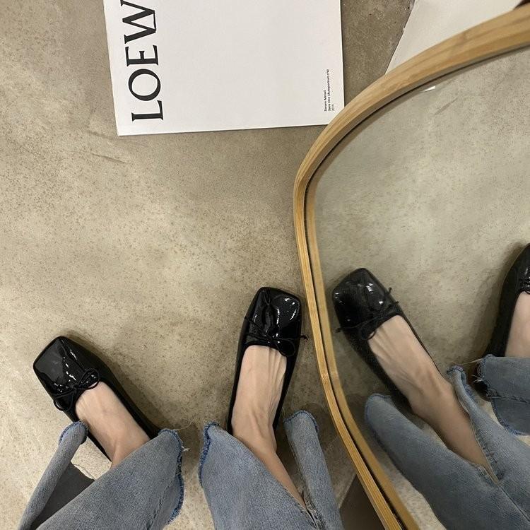 2025 New Spring and Autumn Season New Low-Heeled Shoes for Women, Gentle Fairy Low-Heeled Shoes with Floral Bow