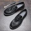 Thick-Soled Black Small Leather Shoes Men'S Genuine Leather Single Shoes British Style Versatile Loafers Retro Polish High-End